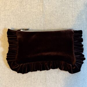 The Brown Velvet Mini Ruffled Pouch