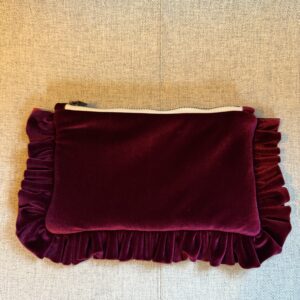 The Burgundy Velvet Mini Ruffled Pouch