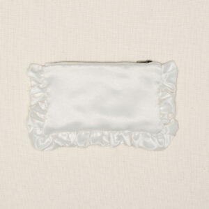 The Ivory Satin Mini Ruffled Pouch