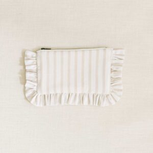 The Beige Stripe Mini Ruffled Pouch