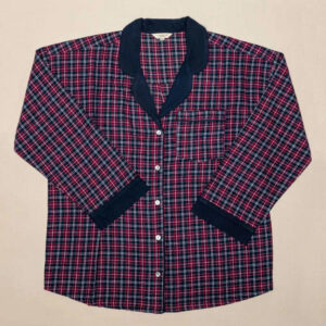 The Womens Burgundy Tartan Pyjama top - Size Large