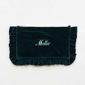 The Forest Green Velvet Regular Pouch